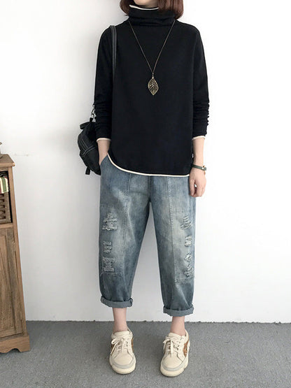 xakxx xakxx-Casual Loose 8 Colors High-Neck Long Sleeves Knitwear