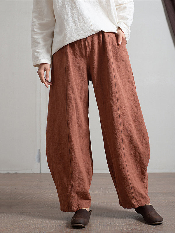 xakxx Simple High Waisted Solid Color Wide Leg Pants