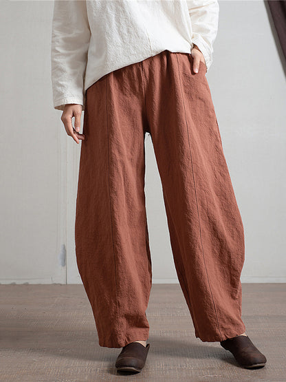 xakxx Simple High Waisted Solid Color Wide Leg Pants