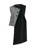xakxx Sleeveless Asymmetric Buttoned Houndstooth Vest Outerwear