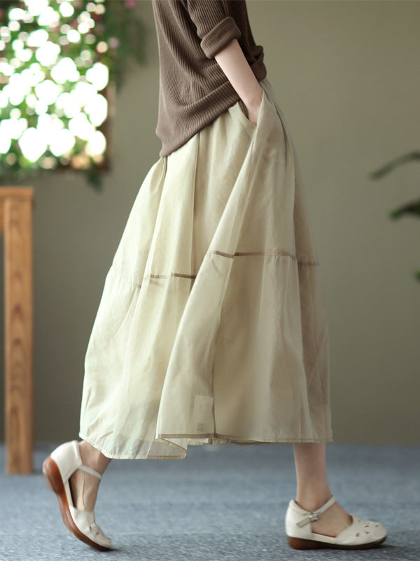 xakxx Simple Loose Solid Color Split-Joint Bubble Skirt