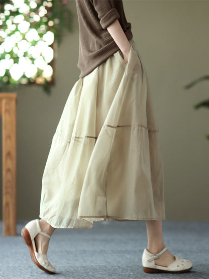 xakxx Simple Loose Solid Color Split-Joint Bubble Skirt
