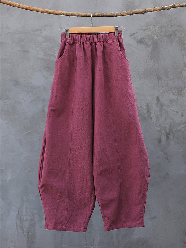 xakxx Simple High Waisted Solid Color Wide Leg Pants