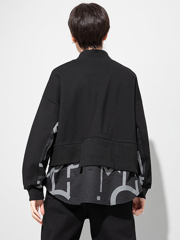 xakxx Original Split-Joint False Two Sweatshirt Tops