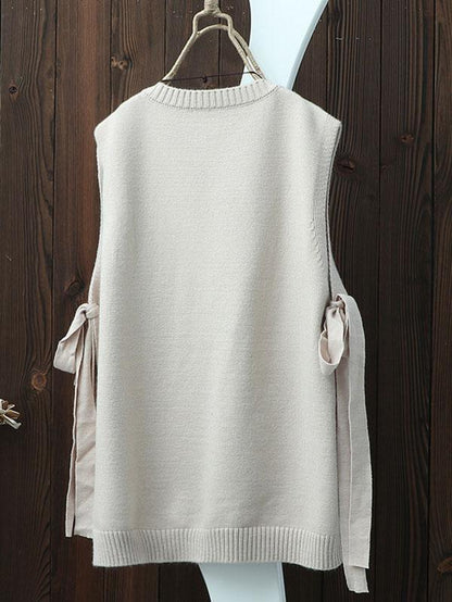 xakxx Vintage Split-side Bandage Knitting Vest