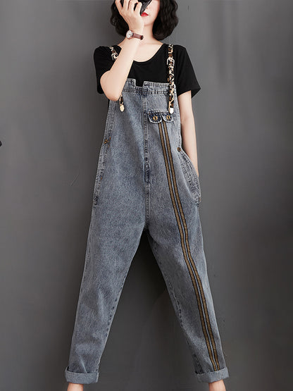 xakxx Original Leopard Elasticity Denim Overalls