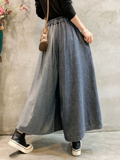 xakxx Vintage Wide Leg Elasticity Split-Joint Jean Pants Bottoms