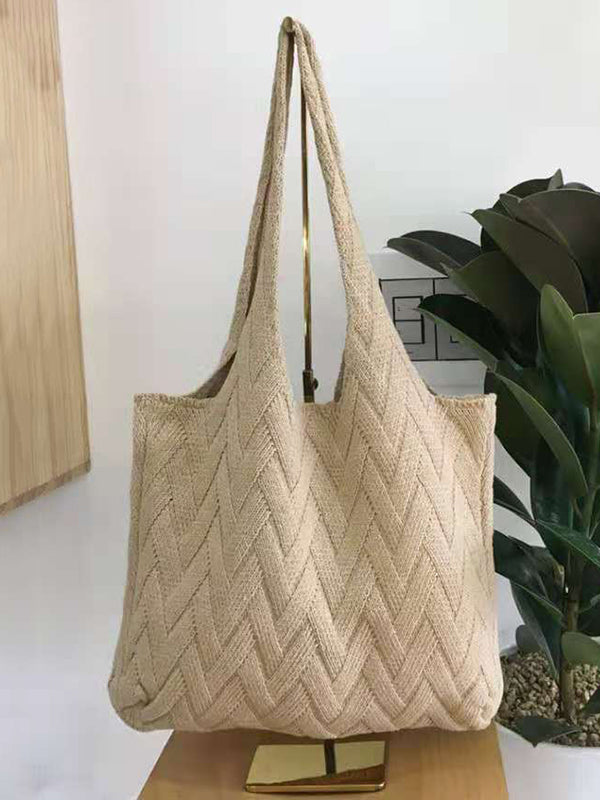 xakxx Casual Weave Solid Color Bags Accessories