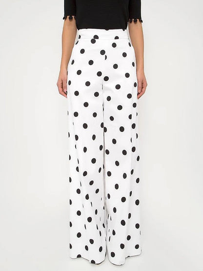 xakxx Loose Wide Leg Polka-Dot Casual Pants Bottoms
