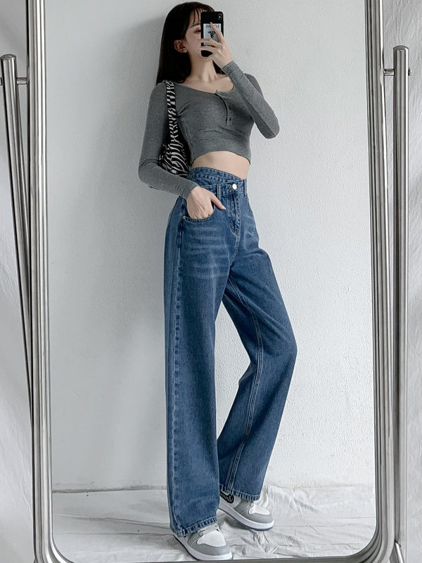 xakxx 4 Colors High Waisted Jean Pants Bottoms