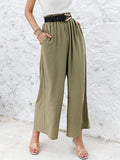 xakxx Simple Wide Leg Loose Elasticity Casual Pants Bottoms