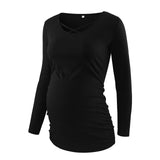 xakxx Women's Casual Pregnant Blouses Top Maternity Clothes V Neck Cross Long Sleeve Comfortable Pregnancy T-Shirt Soft Flattering Top