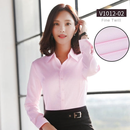Women Blouse Long Sleeve Shirts Striped/Solid Color Ladies Office Shirts White Slim-fit Female Formal Social Blouses Tops Blusas