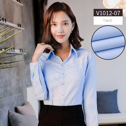 Women Blouse Long Sleeve Shirts Striped/Solid Color Ladies Office Shirts White Slim-fit Female Formal Social Blouses Tops Blusas