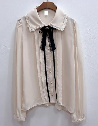 xakxx Spring Women&#39;s Cute Tops Preppy Style Vintage Japaneses Korea Design Button Elegant Formal Shirts Blouses Pink White