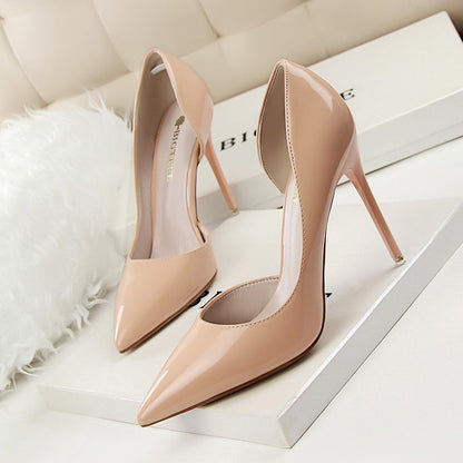 New  Women pumps Elegant pointed toe patent leather office lady Shoes Spring Summer High heels Wedding Bridal Shoes