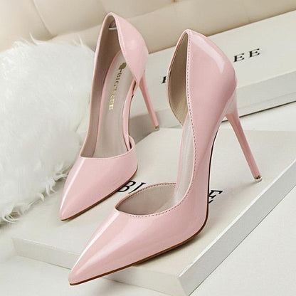 New  Women pumps Elegant pointed toe patent leather office lady Shoes Spring Summer High heels Wedding Bridal Shoes
