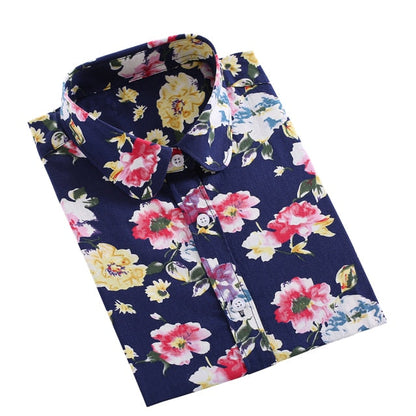 xakxx Women Shirts Long Sleeve Cotton Blouse Fashion Print Cherry Lips Flower Top Shirts For Women Autumn Under Shirt Ladies Office