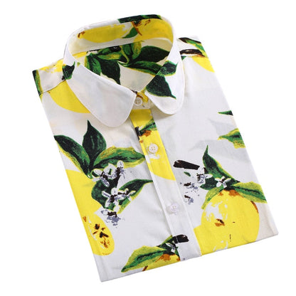 xakxx Women Shirts Long Sleeve Cotton Blouse Fashion Print Cherry Lips Flower Top Shirts For Women Autumn Under Shirt Ladies Office