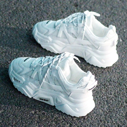 xakxx Sneakers Fashion Women Shoes Blue Orange Mesh Casual Shoes Woman Trainers Lace-Up Platform Sneakers Women Vulcanize Shoes