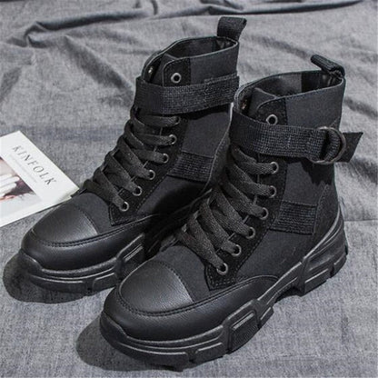 Autumn winter boots women's new wild fashion casual high canvas ankle boots for women zapatos de mujer womens sneakers shoes