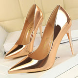 xakxx Woman Pumps Patent Leather High Heels Shoes Women Basic Pump Wedding Shoes Female Stiletto Women Heel Plus Size 43