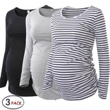 xakxx Mama Clothes Maternity Clothes Pregnant Blouses Maternity Ruched Tops Long Sleeve Scoop Neck Pregnancy T-Shirt Womens Clothing