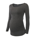 xakxx Mama Clothes Maternity Clothes Pregnant Blouses Maternity Ruched Tops Long Sleeve Scoop Neck Pregnancy T-Shirt Womens Clothing