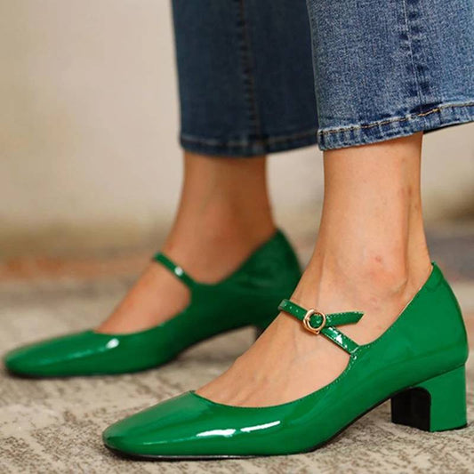 xakxx Fashion Women's Shoes Mary Jane Style Ladies Shoes Low Heel Shallow Mouth Round Toe Solid Color Women's Shoes Party Shoes