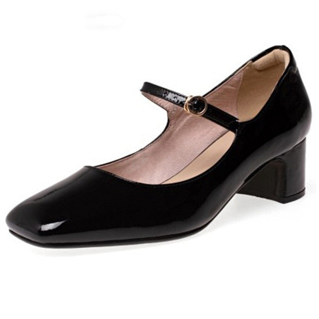 xakxx Fashion Women's Shoes Mary Jane Style Ladies Shoes Low Heel Shallow Mouth Round Toe Solid Color Women's Shoes Party Shoes