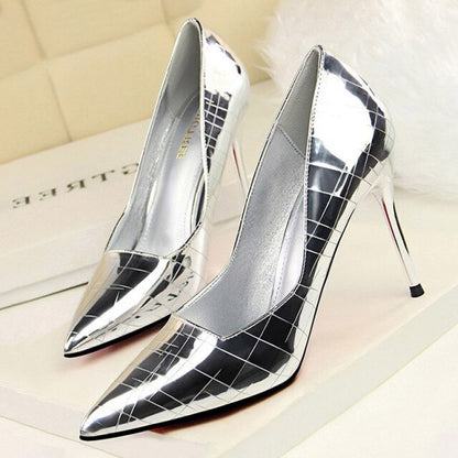 xakxx Fashion Women Pumps Patent Leather High Heels Shoes Women Stiletto Wedding Shoes Women Heels Plus Size 41 42 43