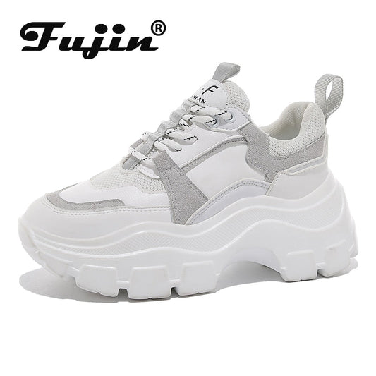 VIP Link For dropshipping Fujin Chunky Sneakers Women Spring Thick Bottom Daddy Shoes Round Toe Breathing Leisure Women Shoes