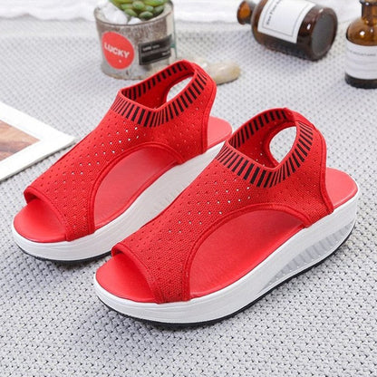 xakxx Women's Sandals Wedges Footwear Summer Platform Sandals Women Shoes Female Slip on Peep Toe Knitted Ladies Sneakers Casual