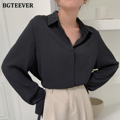 Office Ladies Striped Women Blouses Tops Full Sleeve Loose Women Shirts Elegant Spring Blusas Mujer