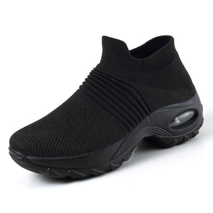 Women Wedges Shoes New Mesh Breathable Knit Ladies Shoes Mix Colors Sneaker Soft Platform Slip On Women's Vulcanize Shoes