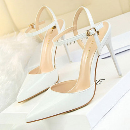 Fashion High Heels Shoes Patent Leather Woman Pumps Sexy Women Heels Blue Sliver Stiletto Heels Women Sandals