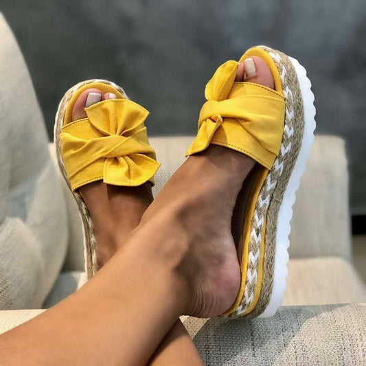 xakxx Summer Fashion Sandals Shoes Women Bow Summer Sandals Slipper Indoor Outdoor Flip-flops Beach Shoes Female Slippers