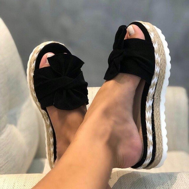 xakxx Summer Fashion Sandals Shoes Women Bow Summer Sandals Slipper Indoor Outdoor Flip-flops Beach Shoes Female Slippers