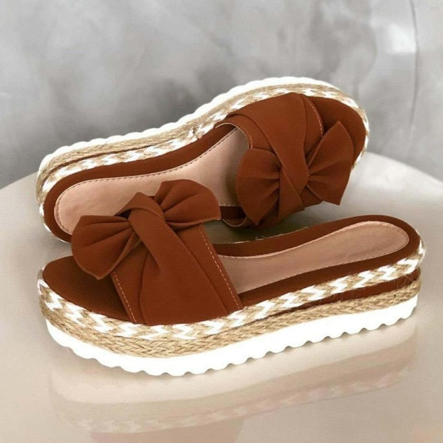 xakxx Summer Fashion Sandals Shoes Women Bow Summer Sandals Slipper Indoor Outdoor Flip-flops Beach Shoes Female Slippers