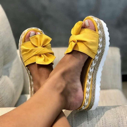 xakxx Summer Fashion Sandals Shoes Women Bow Summer Sandals Slipper Indoor Outdoor Flip-flops Beach Shoes Female Slippers