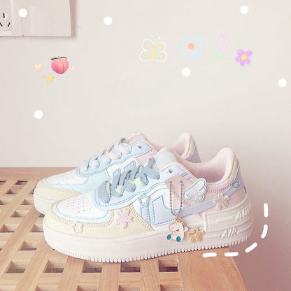 Women's Casual Fashion Running Shoes for Breathable Platform Autumn Shoes Chaussures Peach Cherry Pink Ring White Blue Low-top