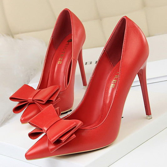 Bow-knot Pumps Women High Heels  Fashion Women Heels Lady Stiletto Shoes Wedding Shoes Classic Pumps Footwear