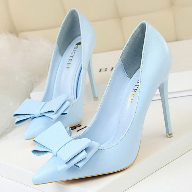 Bow-knot Pumps Women High Heels  Fashion Women Heels Lady Stiletto Shoes Wedding Shoes Classic Pumps Footwear