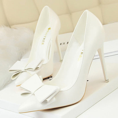 Bow-knot Pumps Women High Heels  Fashion Women Heels Lady Stiletto Shoes Wedding Shoes Classic Pumps Footwear