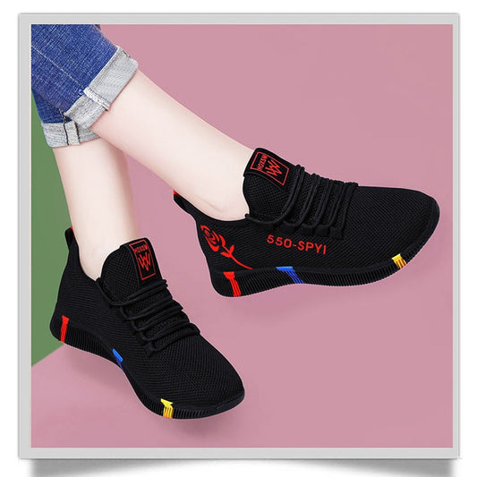 xakxx Women's Breathable Non-slip Platform Fashion  Autumn New Casual Shoes Korean Running Shoes Black Sneakers shoes for women