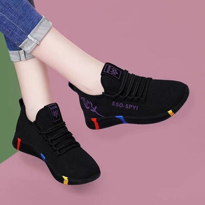 xakxx Women's Breathable Non-slip Platform Fashion  Autumn New Casual Shoes Korean Running Shoes Black Sneakers shoes for women