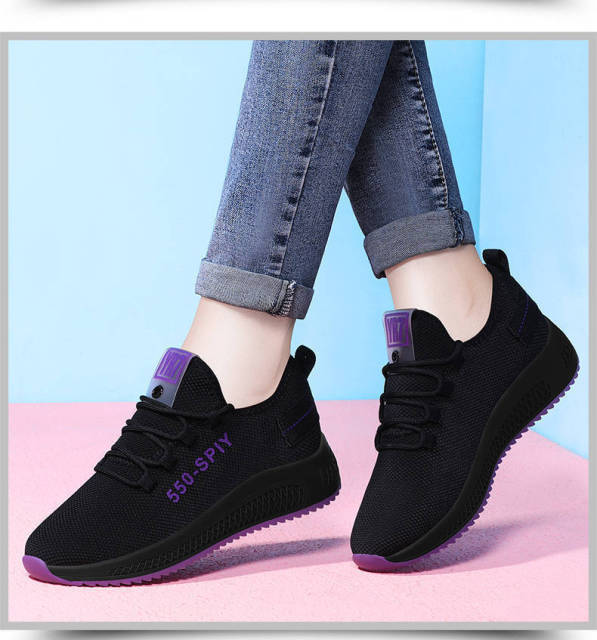 xakxx Women's Breathable Non-slip Platform Fashion  Autumn New Casual Shoes Korean Running Shoes Black Sneakers shoes for women