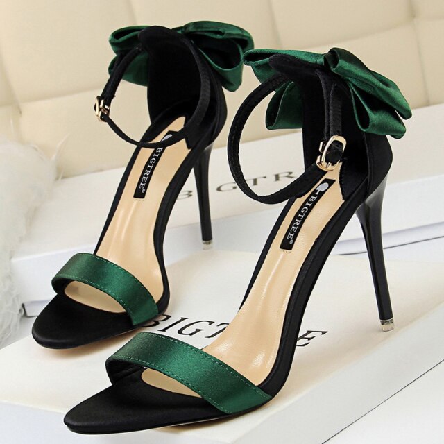Women Heels Color Matching High Heels Bowknot Woman Pumps Stiletto Heels  New Heels Women Sandals Ladies Shoes