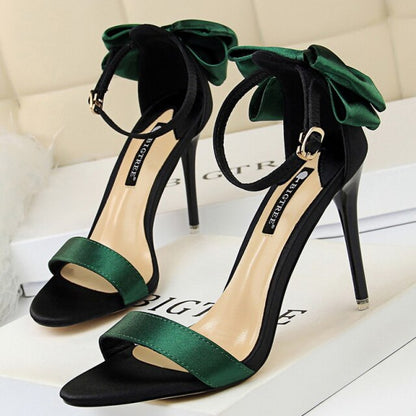 Women Heels Color Matching High Heels Bowknot Woman Pumps Stiletto Heels  New Heels Women Sandals Ladies Shoes