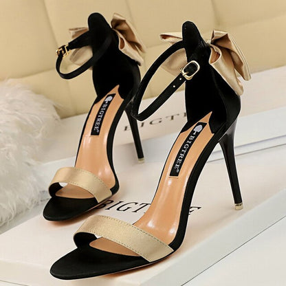 Women Heels Color Matching High Heels Bowknot Woman Pumps Stiletto Heels  New Heels Women Sandals Ladies Shoes